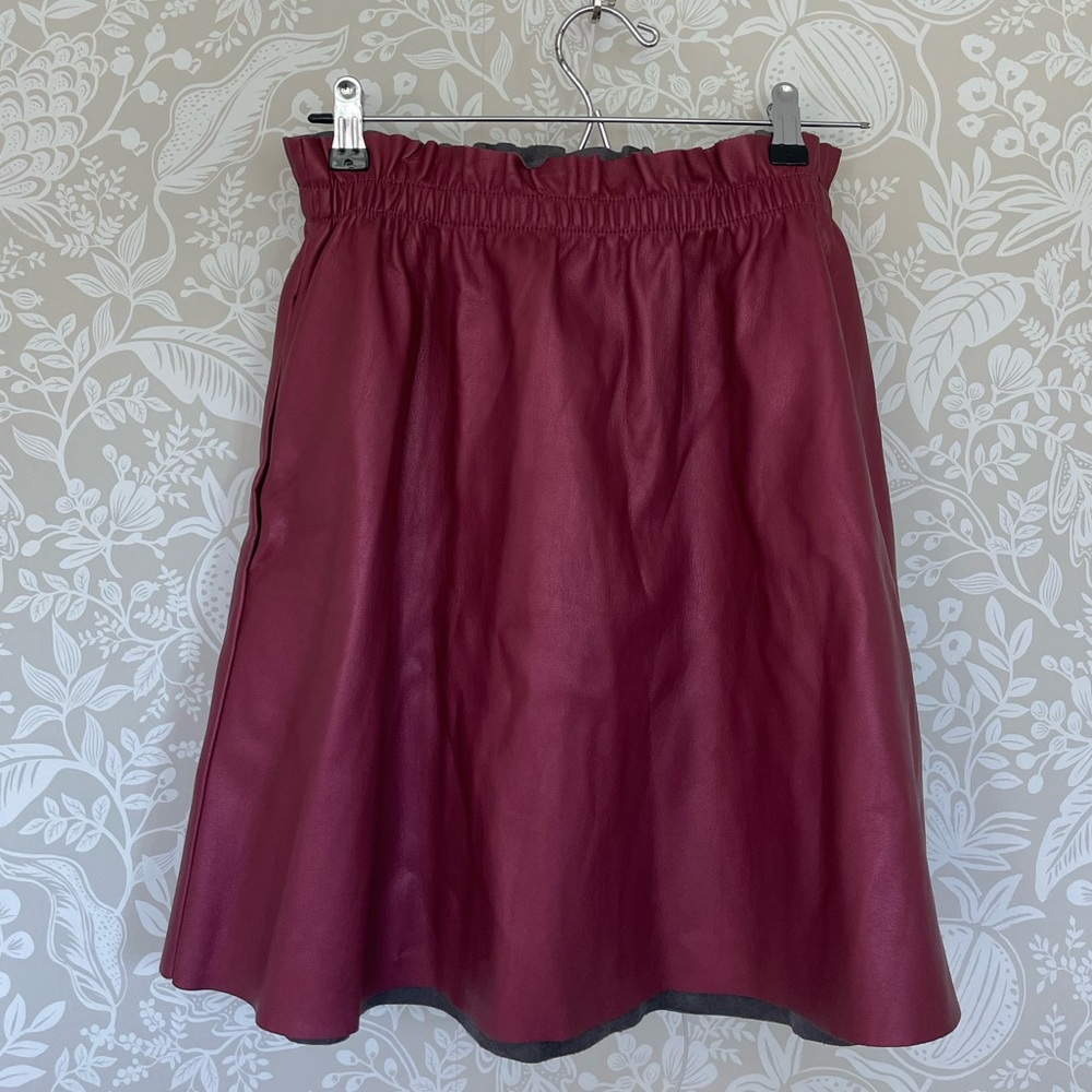 Faux Leather Red Skirt - Size M